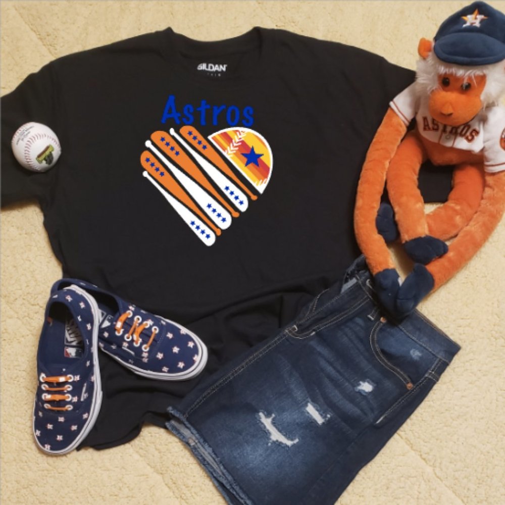 Houston Astros Baseball Love Bat Tshirt Stripe